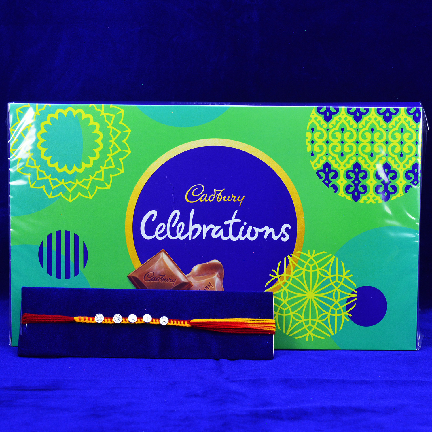 God Crafted Divine Mauli Dori Rakhi with Cadbury Celebration Small Chocolate Pack