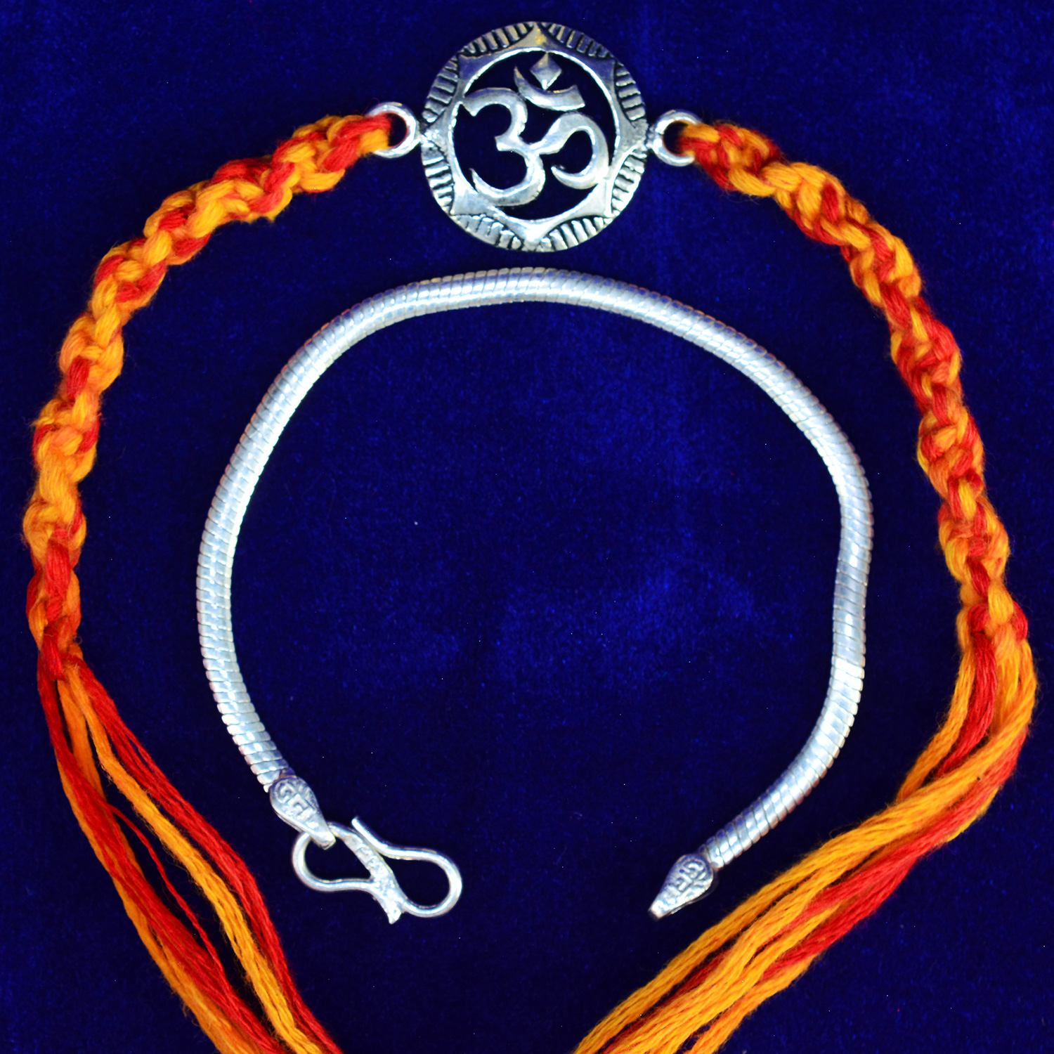 Om Desginer and Simple Looking Hand Bracelet Pure Silver Rakhis for Brother