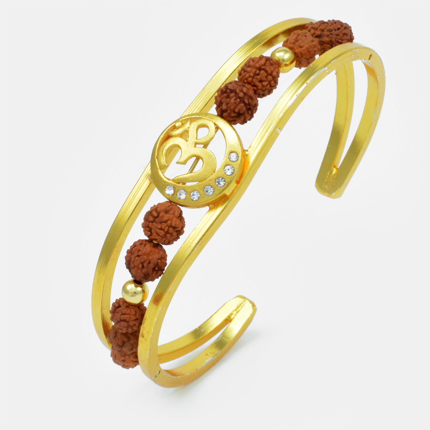 Beautiful Golden Designed Om Rudraksh Bracelet Rakhi