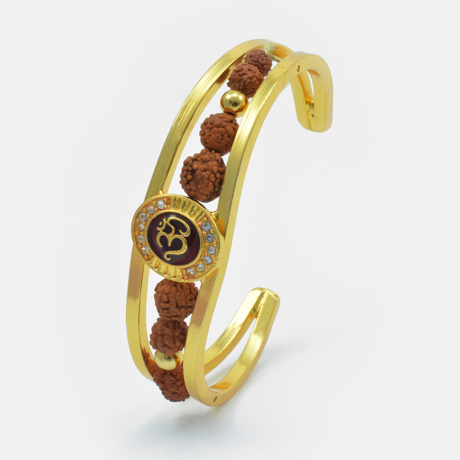 Wonderful Golden Color Om Rudraksh Bracelet Rakhi