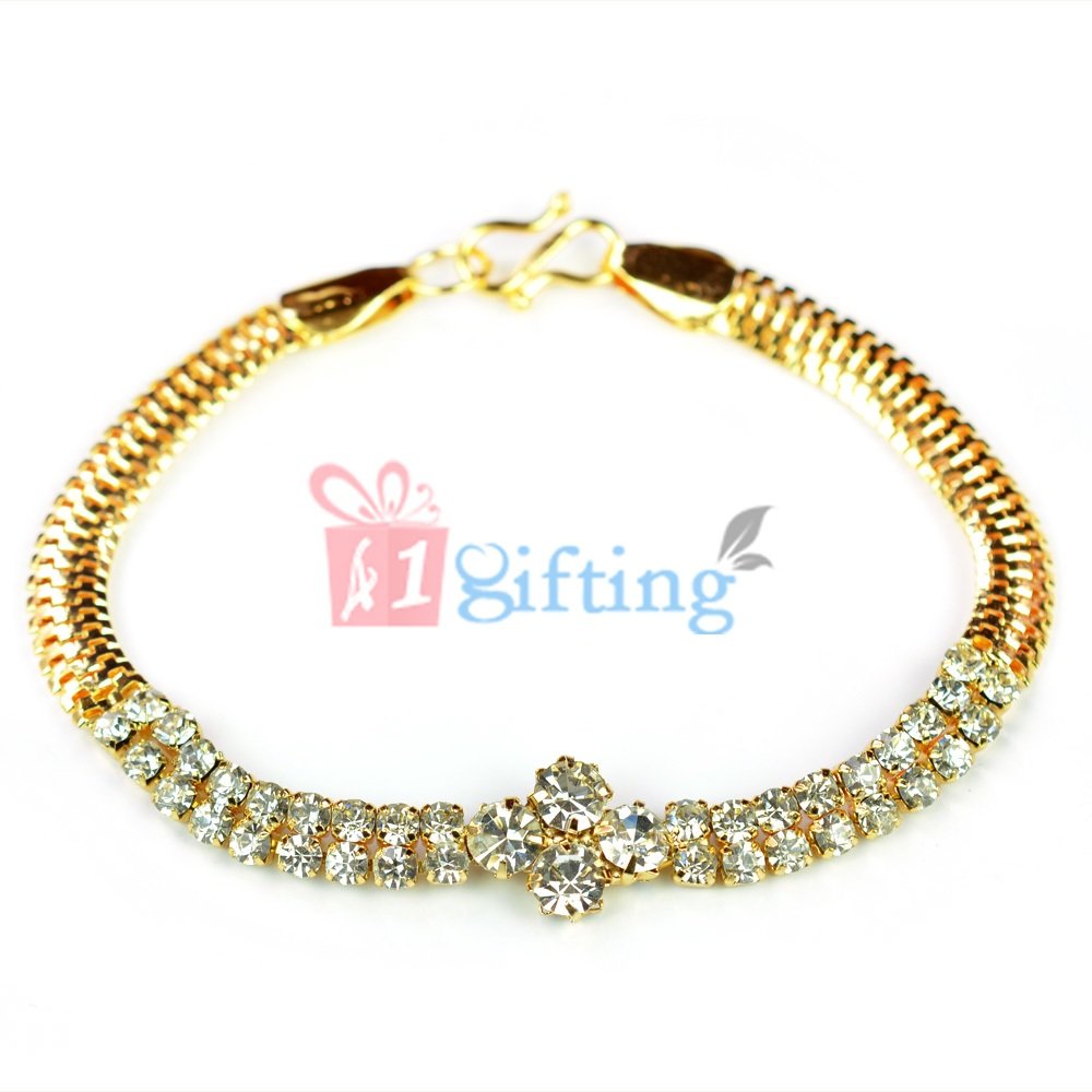 Marvellous Golden Diamond Rakhi Bracelet