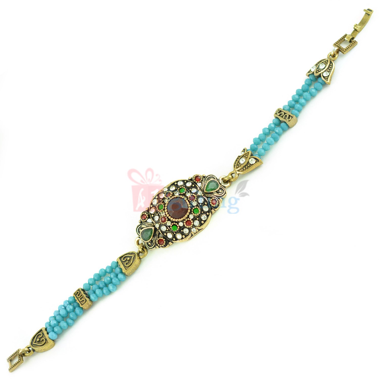 Glorious Multi Color Stone Studded Rakhi Bracelet