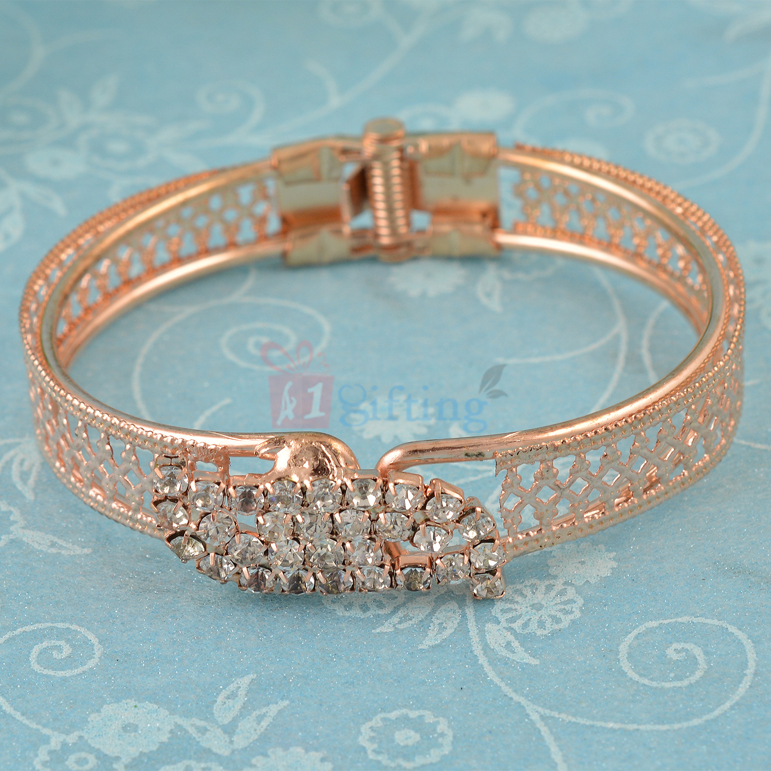 Meaning ful Charm Golden Silver Bracelet with Diamonds