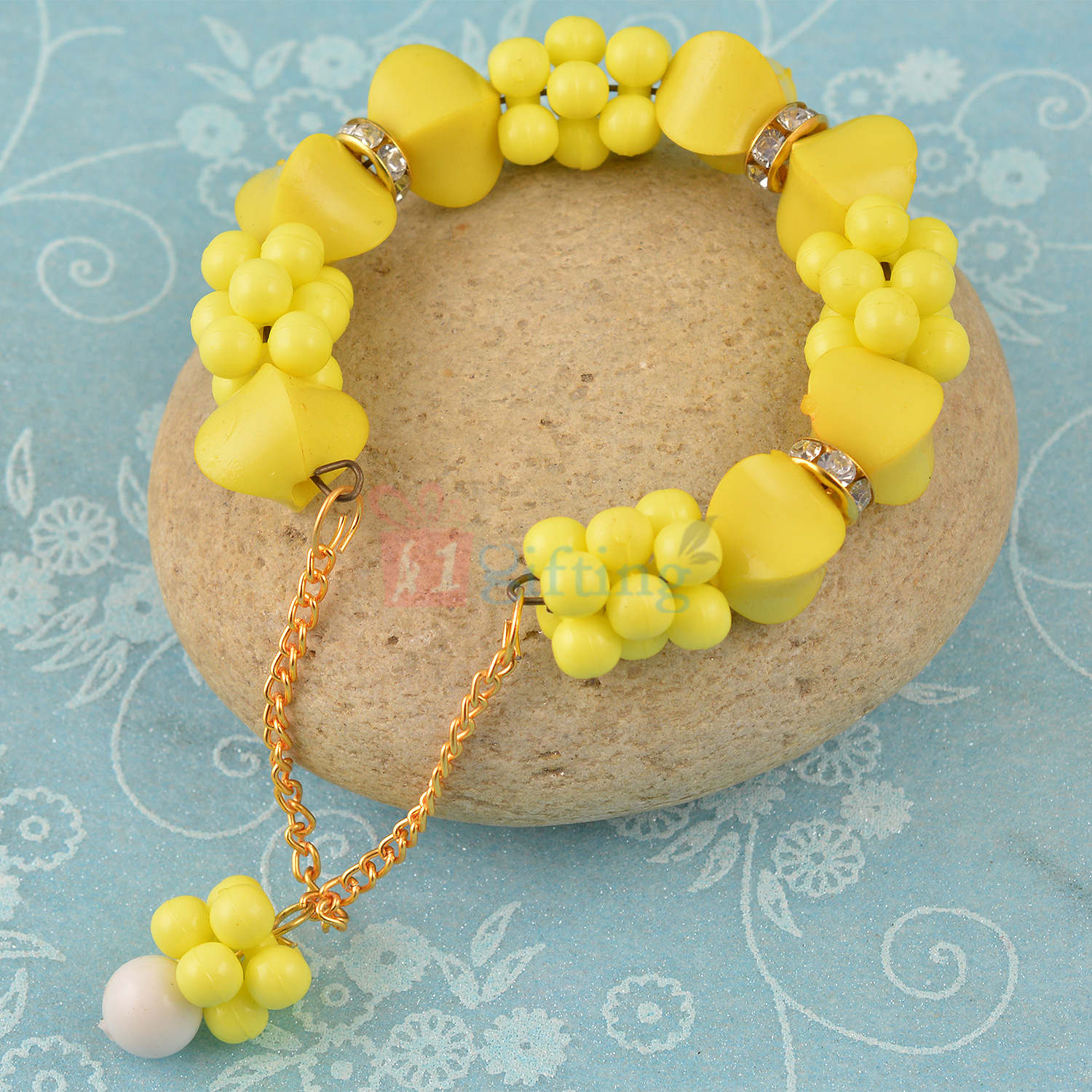 Coral Yellow Beaded Fancy Bracelet