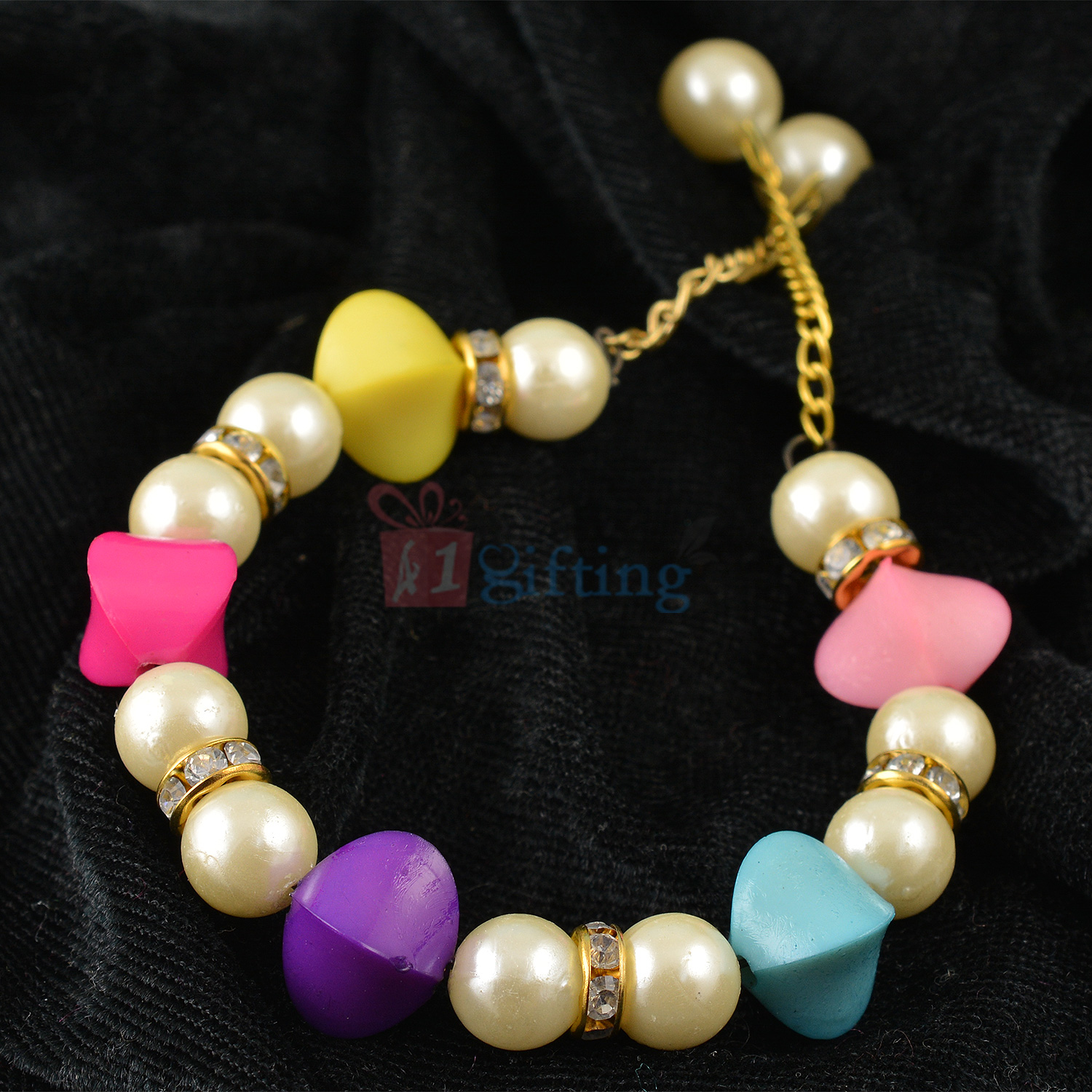 Colorful Coral Designer Beads Diamond Bracelet