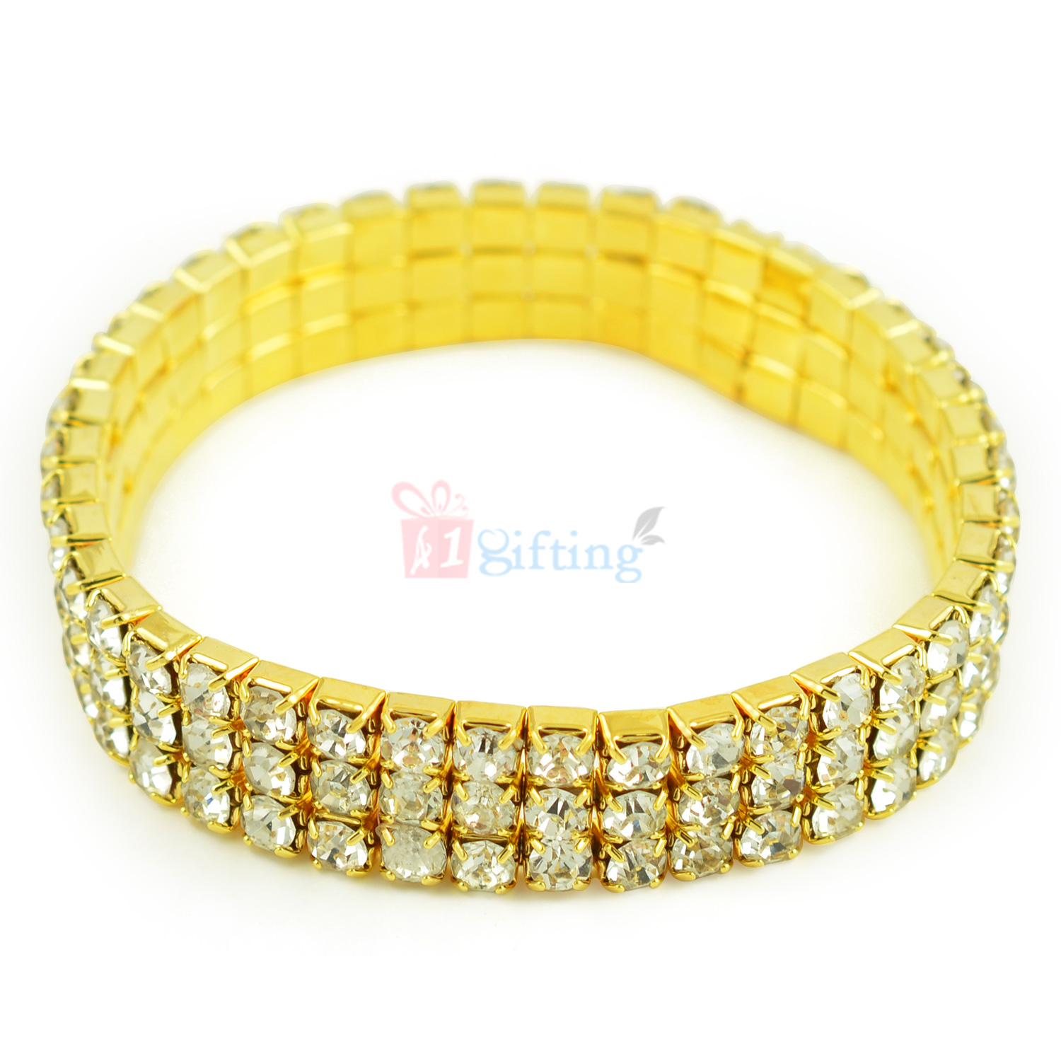 Golden Jadau Bracelet with Diamond Work
