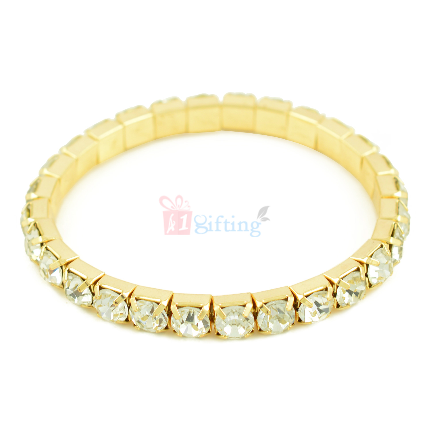 Diamond Work Single String Golden Rakhi Bracelet