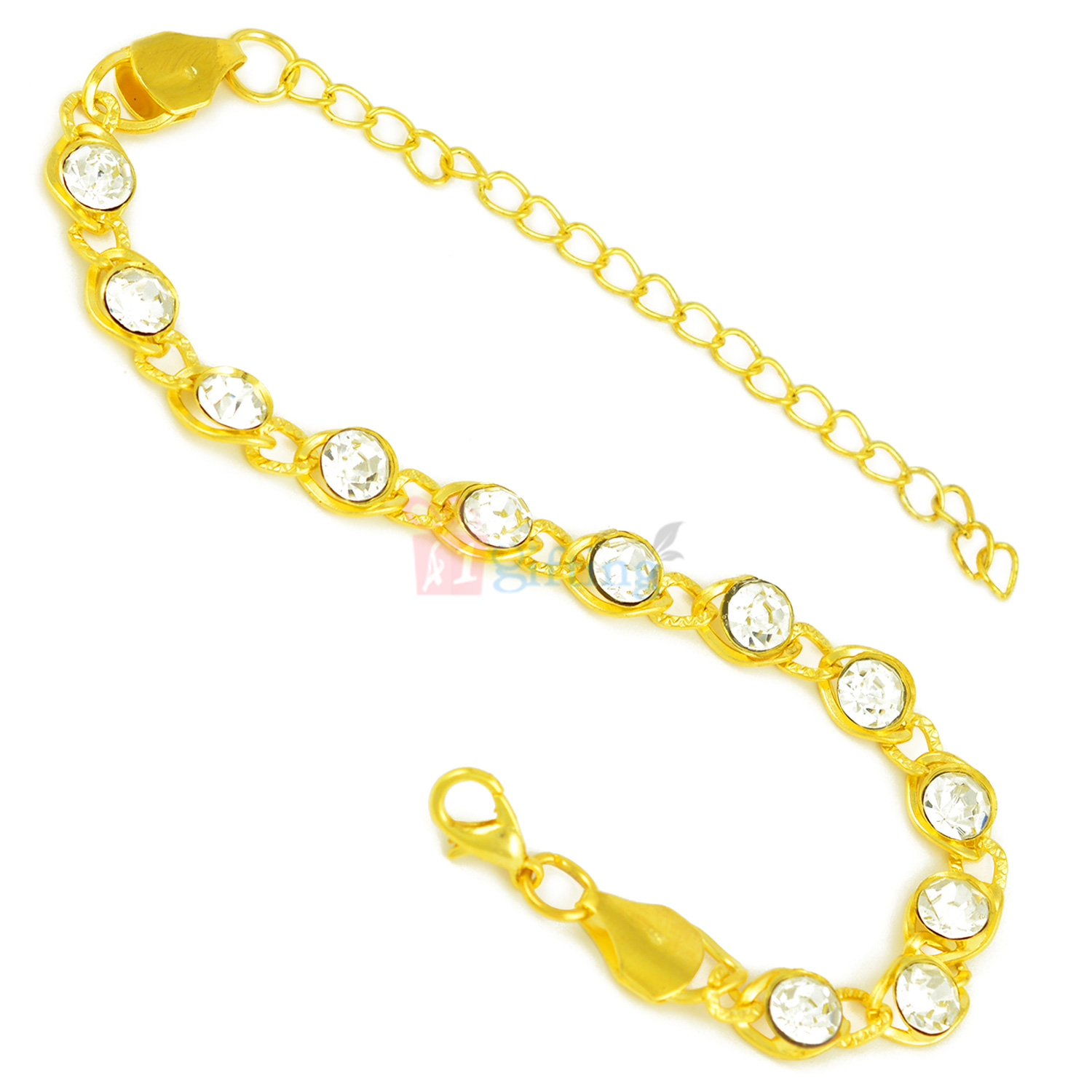Golden Yoke Designed with Diamonds Bracelet