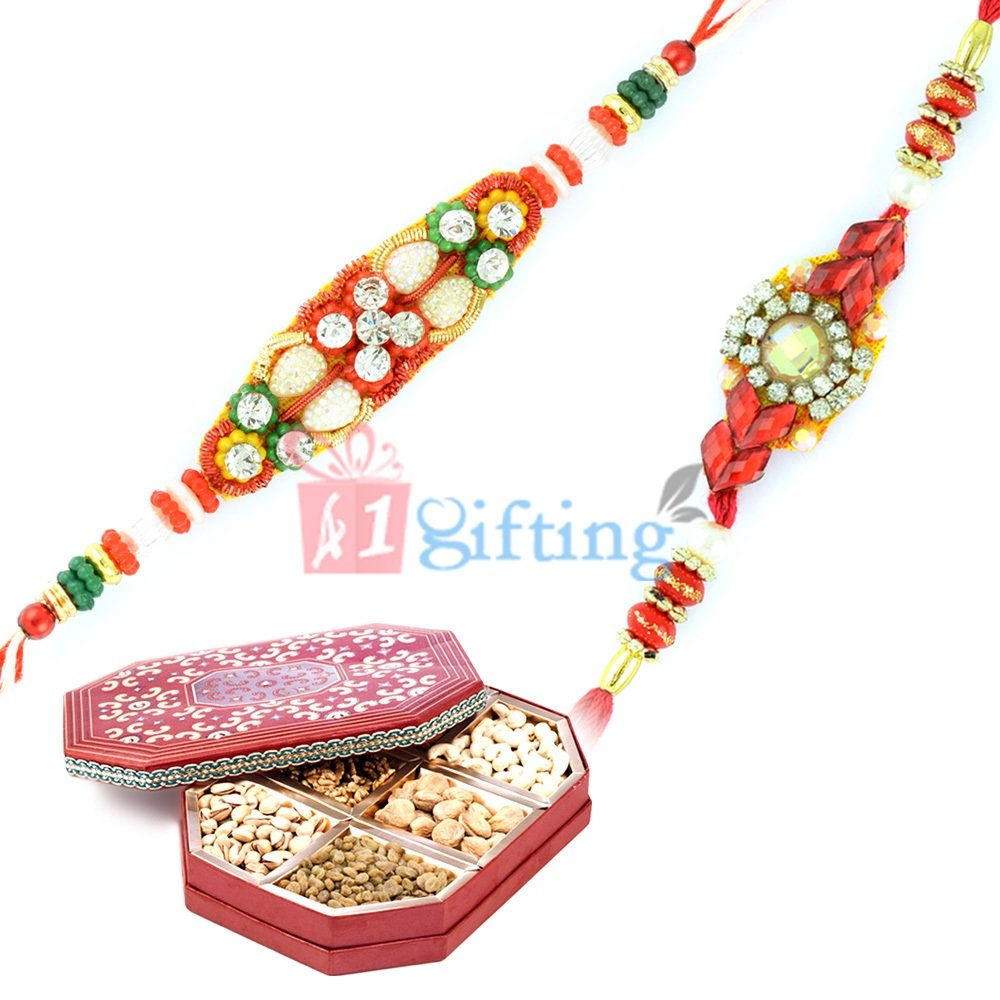 Awesome Two Brother Rakhi and Dry fruits