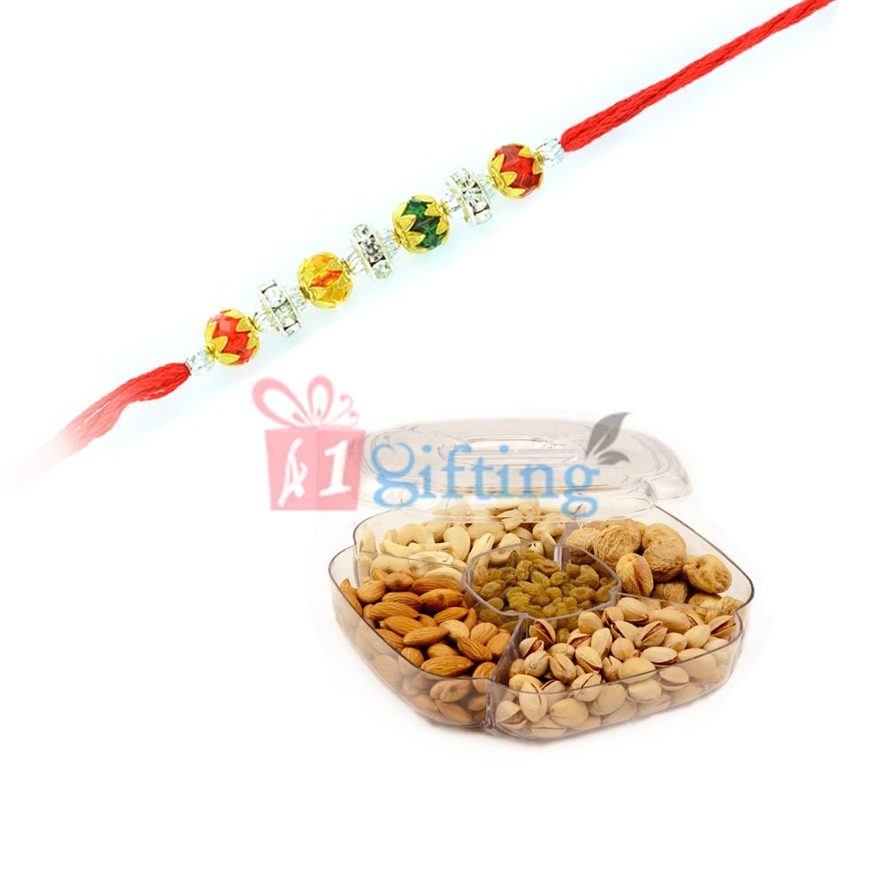 Magnificent Jewels Rakhi with Dried fruit Box