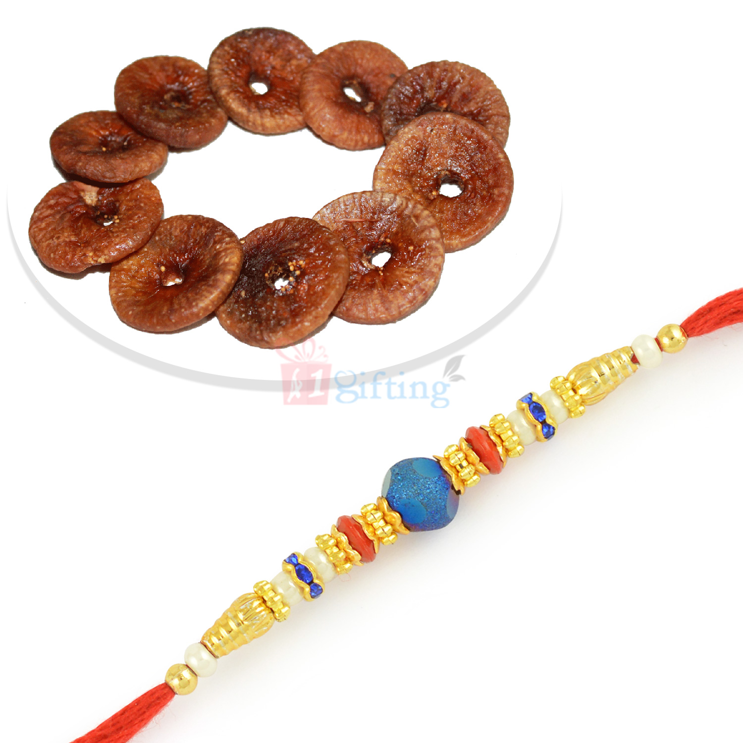 Anjeer Figs and Colorful Beads Rakhi Hamper