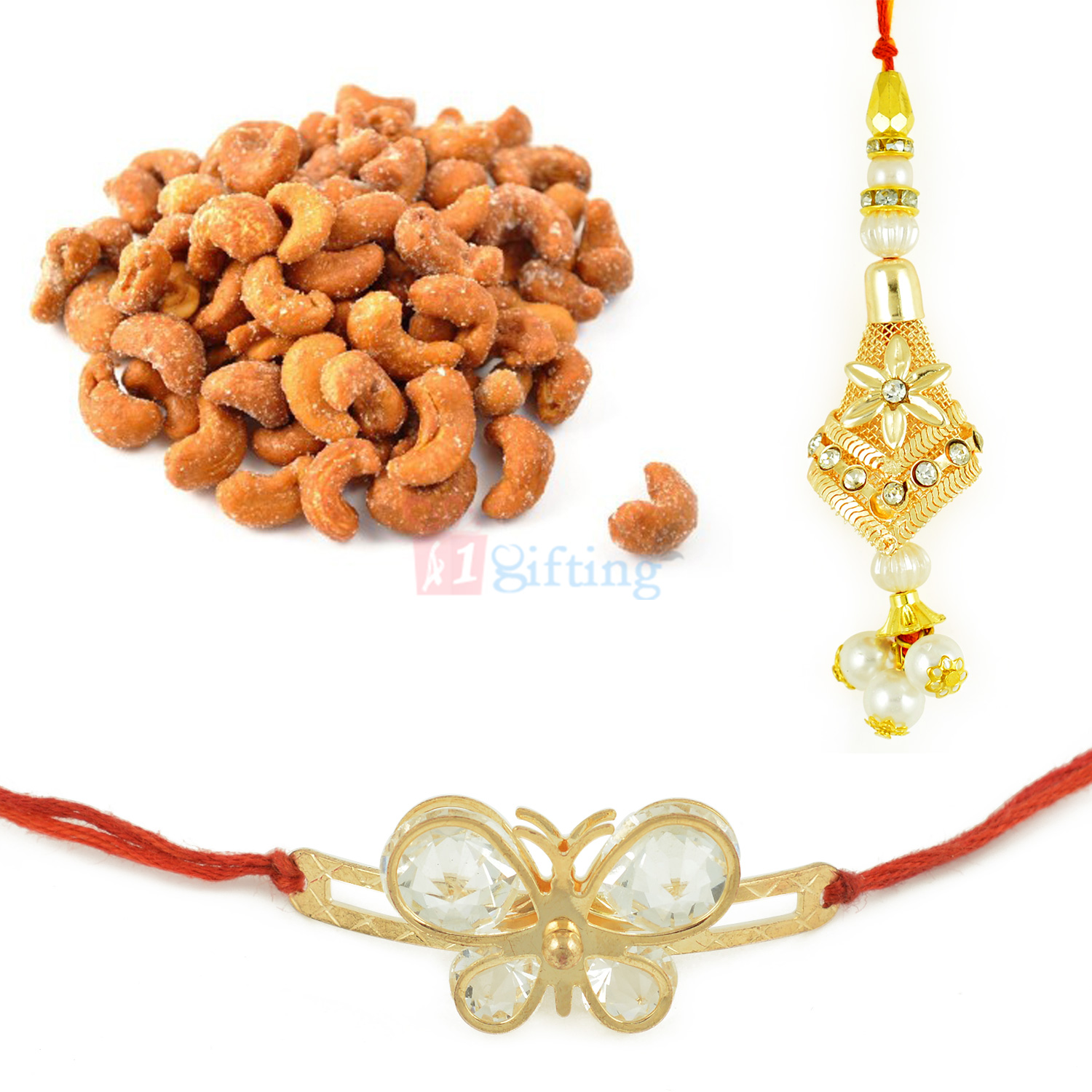 Butterfly Pair Rakhi Set with Roasted Cashew