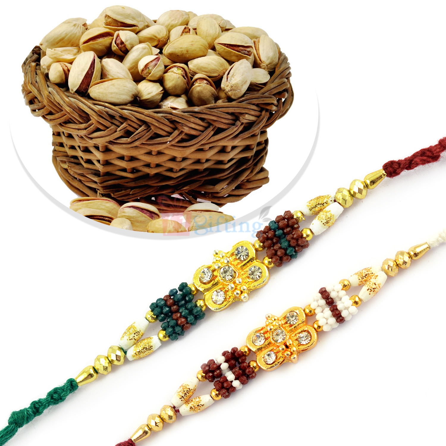 Pista with Simply Beautiful 2 Rakhi for Brother