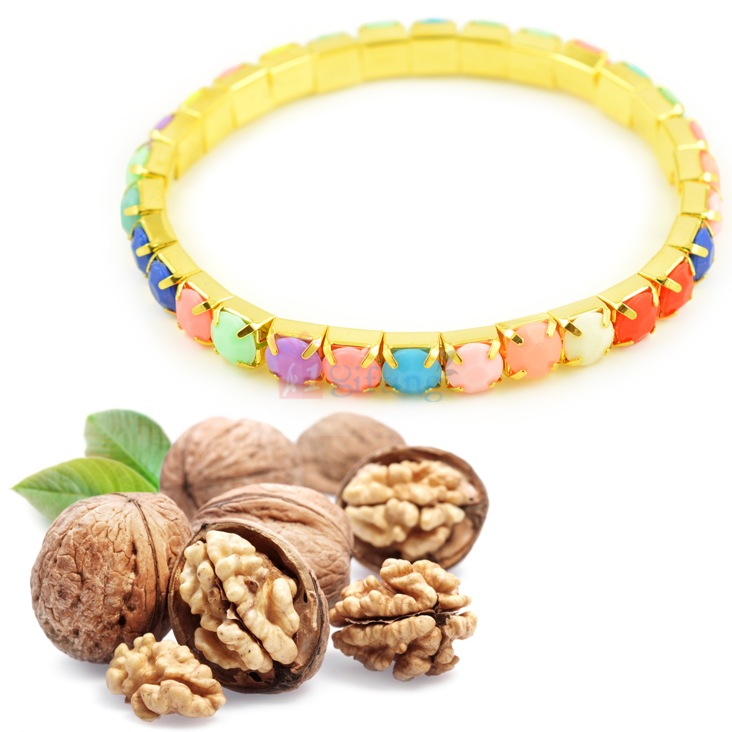 Multi Colour Beads Bracelet with Walnuts Dryfruits Combo