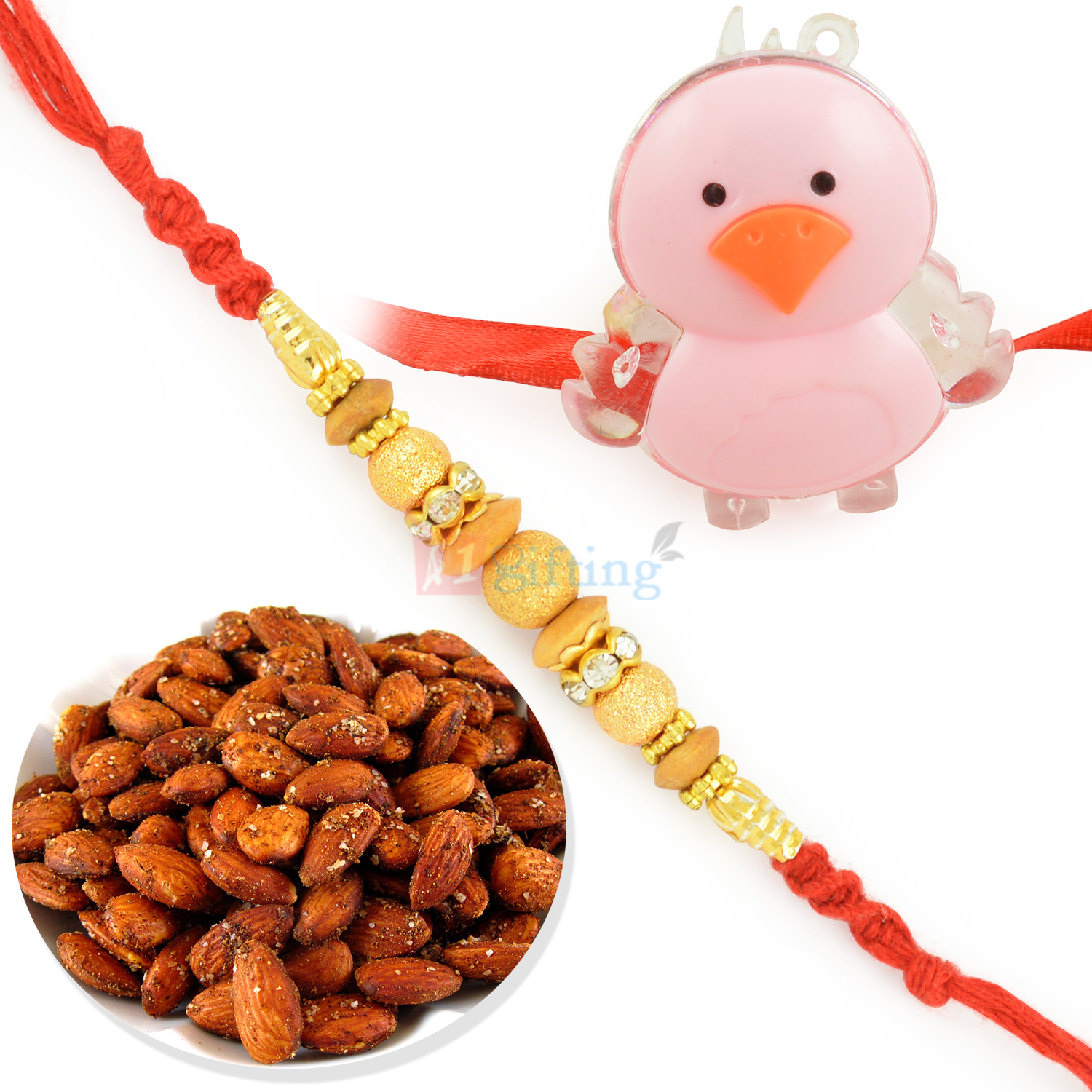 Roasted Almonds with Awesome Beads and Kids Toy Rakhi