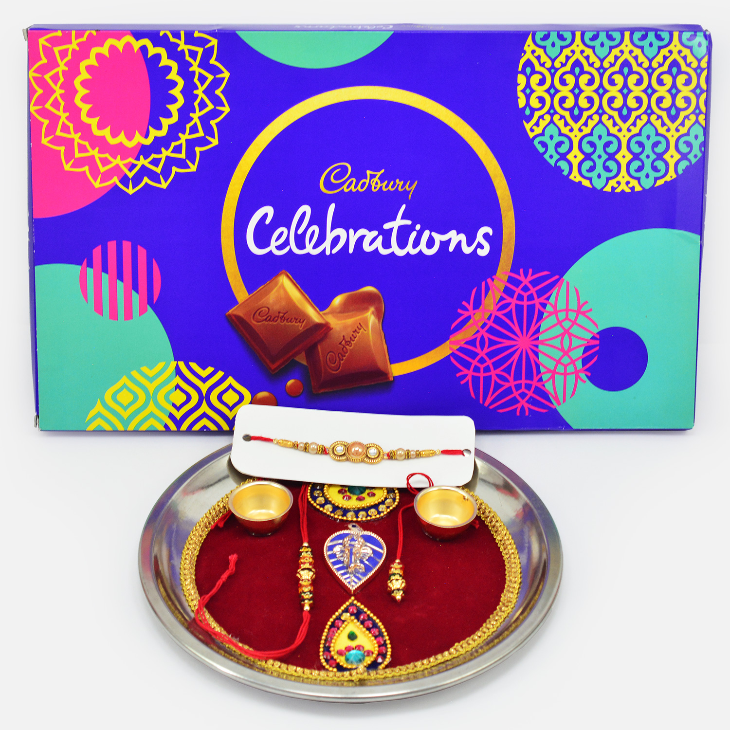 Cadbury Celebration Chocolate with Rakhi Puja Thali and Amazing Rakhis