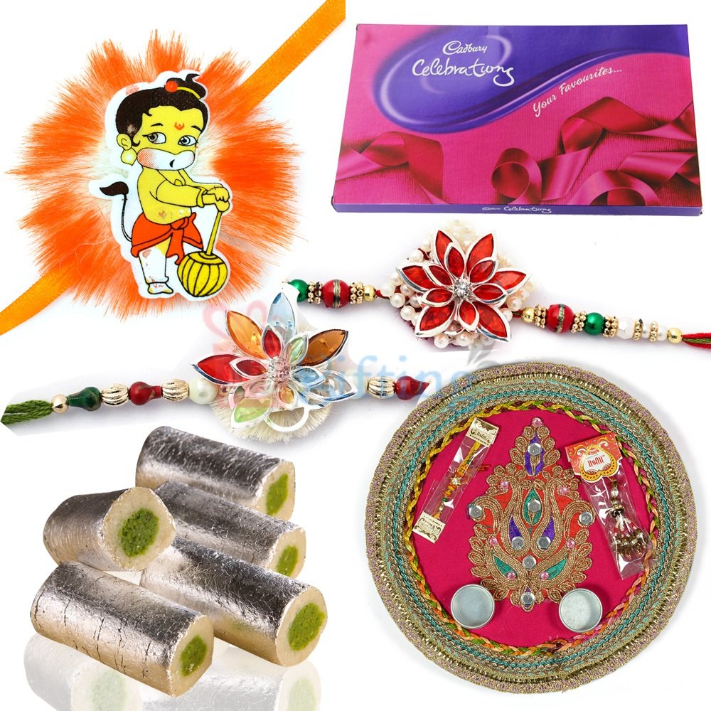 Sweeton the Festival with Gift of Chocolate Sweets alongwith Pooja Thali and Rakhis