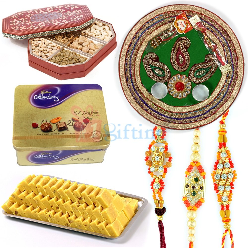 Rich Dry Fruit Chocolate Gift Sweet Dry Fruit with Thali and Rakhis