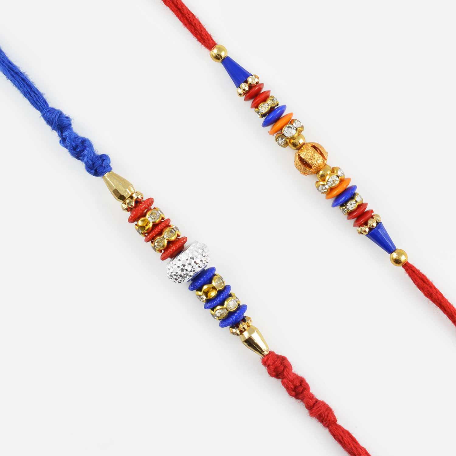 Blue and Red Toned Rakhi Set of Two