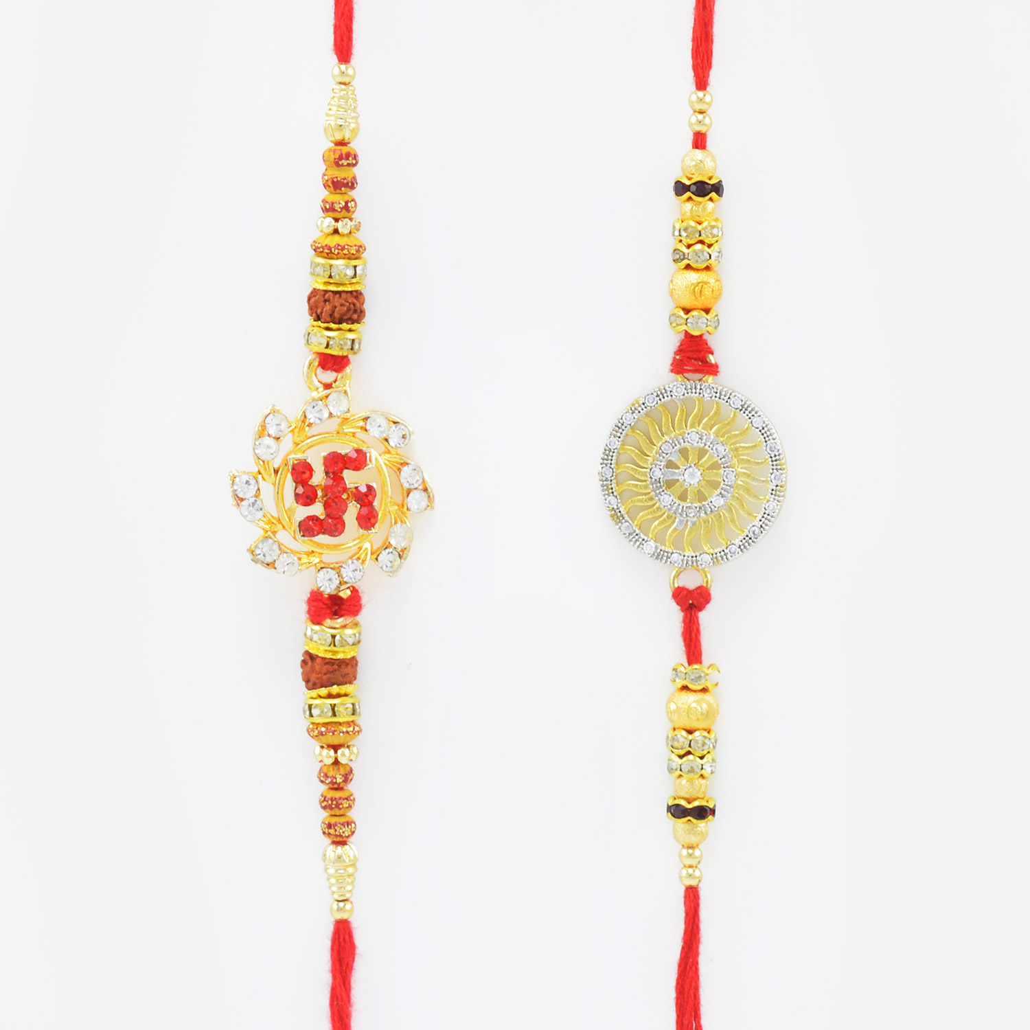 Swastik and Coin Shaped Rakhi Set of 2 for Brother