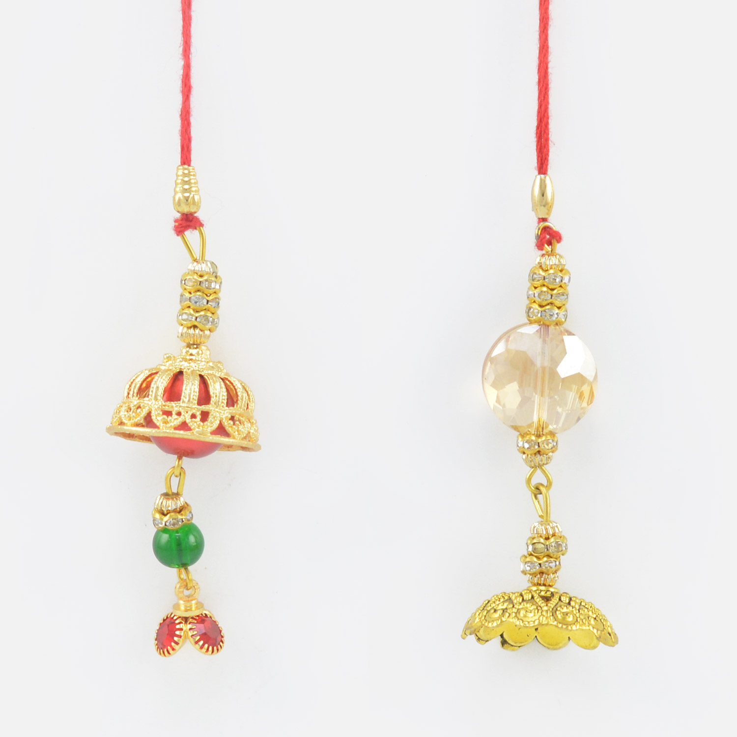 Golden Color and Glass Luma Rakhis for Ladies
