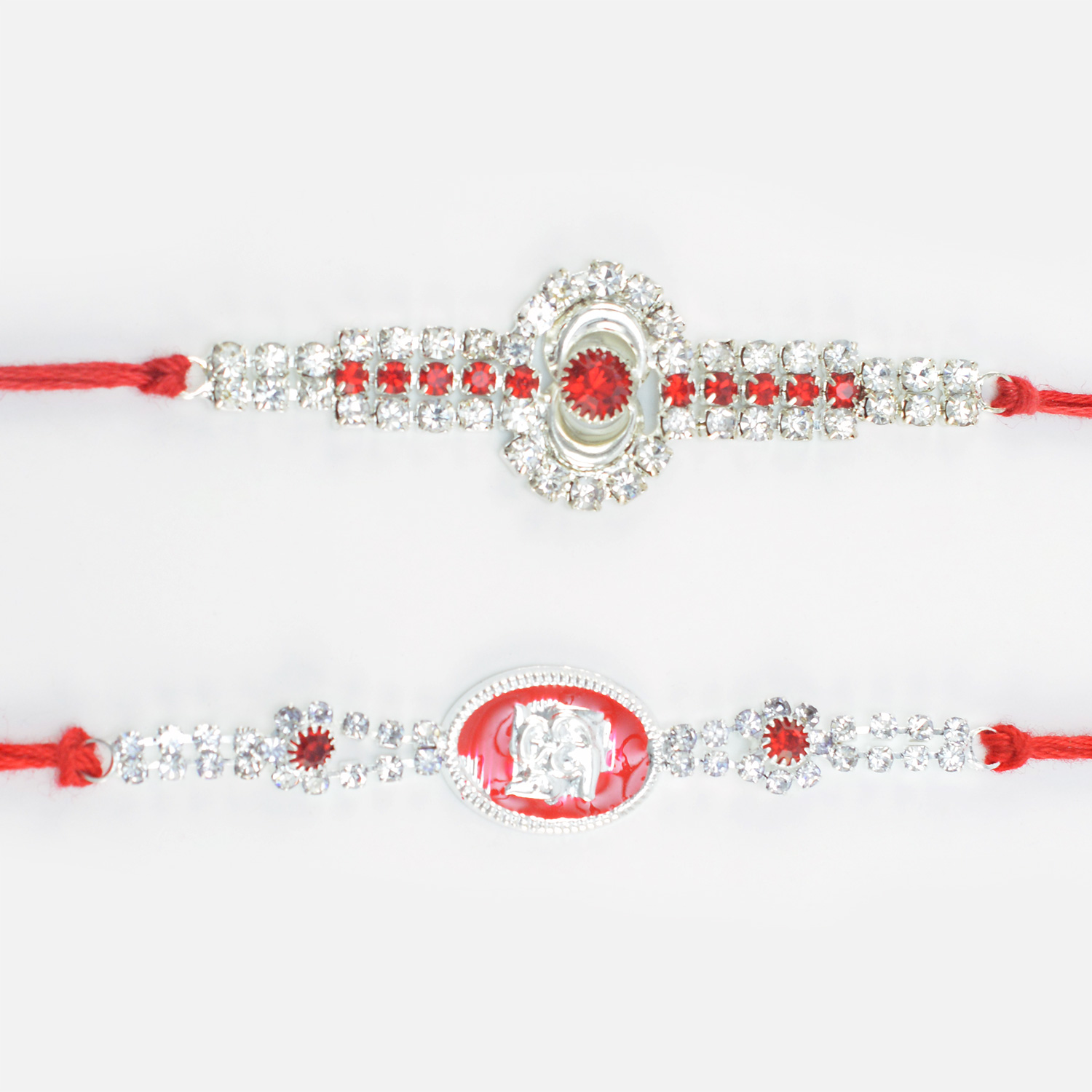 Set of 2 Brother Amazing Red and Silver Pattern Desing Fine Work Rakhis
