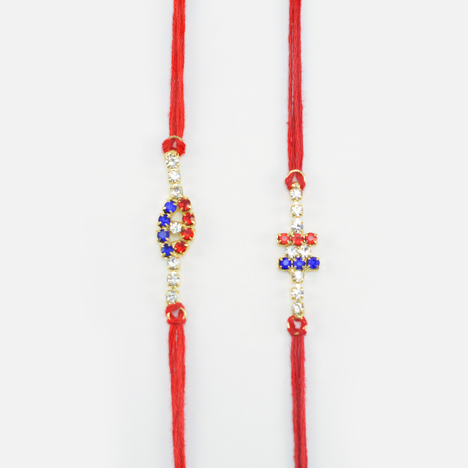 Simple Liner Beautiful Colored Jewel Rakhi Awesome Pair of Brother Rakhis