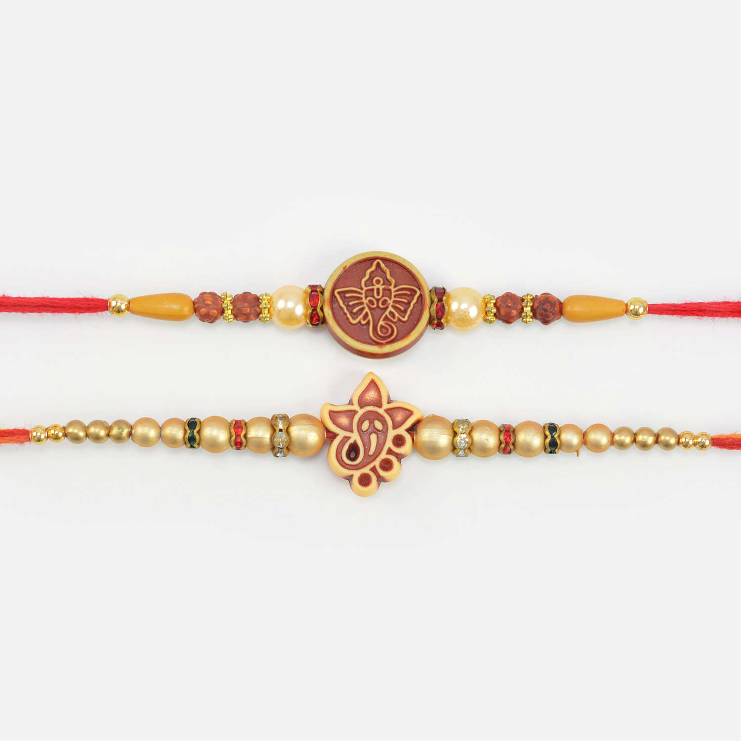 Special Divine Ganesha Crafted Beads Rakhi Set of 2