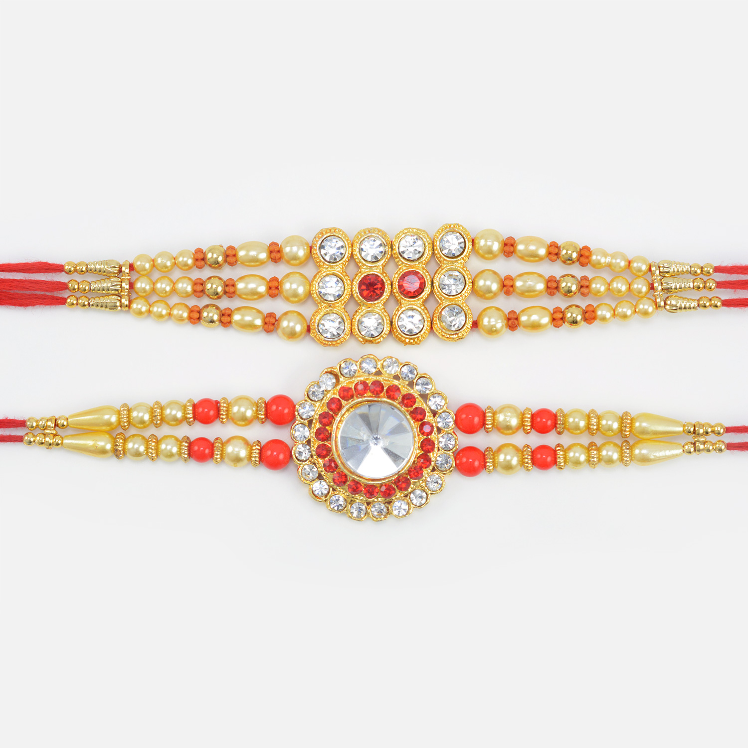 Tri Liner and Big Diamond in Mid Two Marvelous Rakhi Set of 2