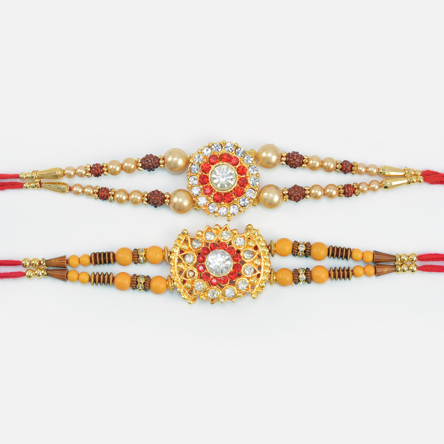 Facinating double string beaded Jewel Rakhi Set of 2