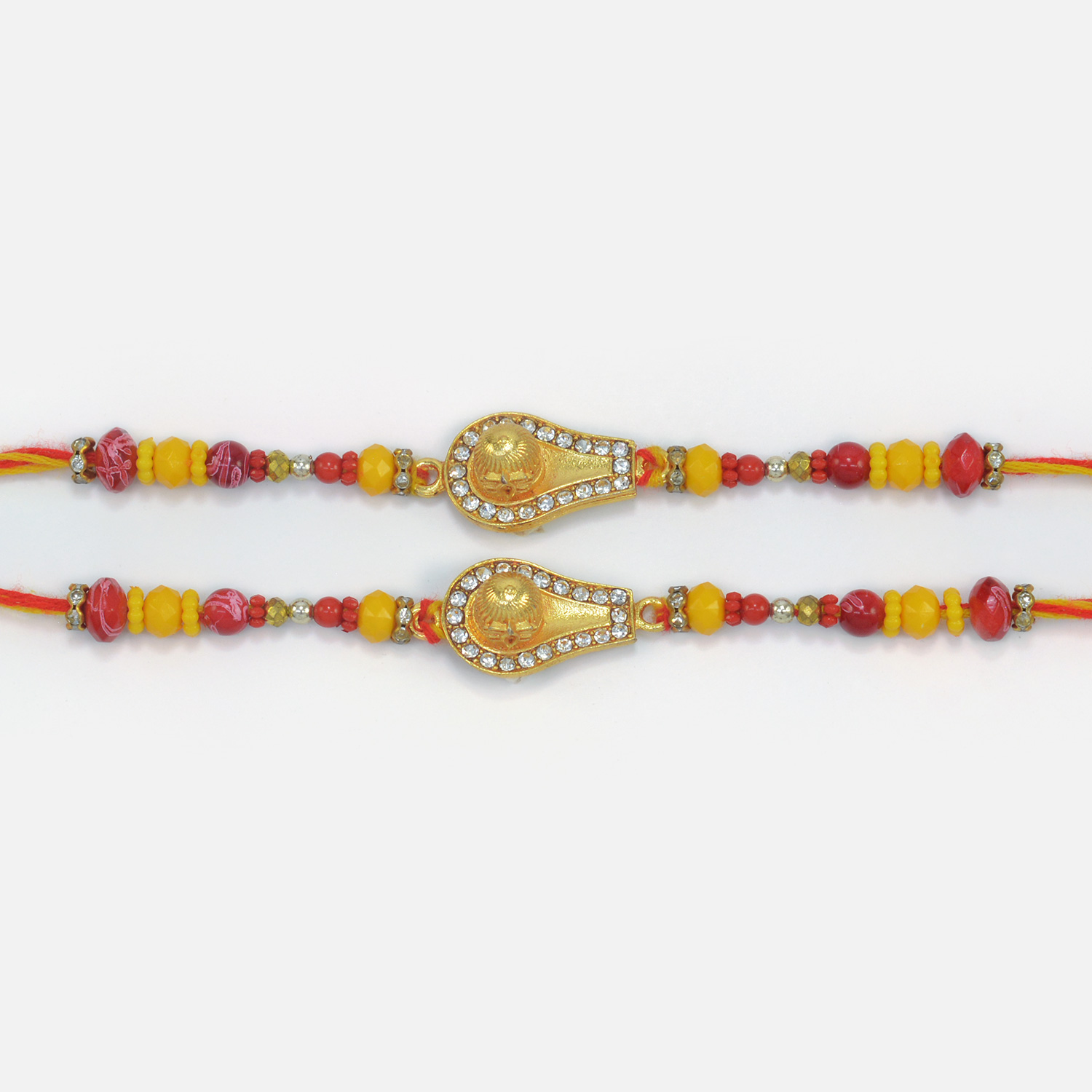 Colorful Beads Designer Lord Shiva Shivling Pattern Two Rakhis