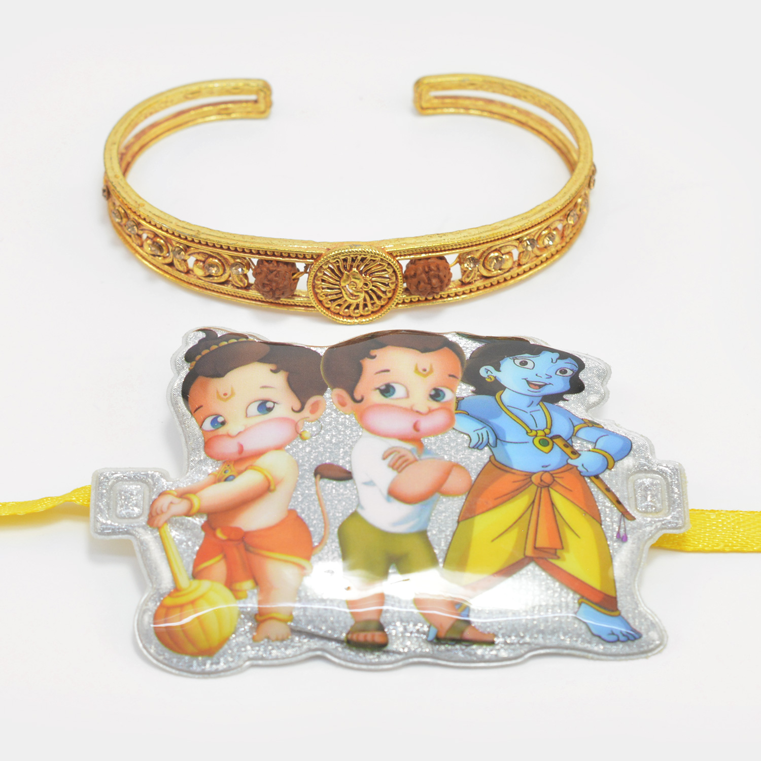 Golden New Pattern Stylish Bracelet for Brother with God Kid Rakhi