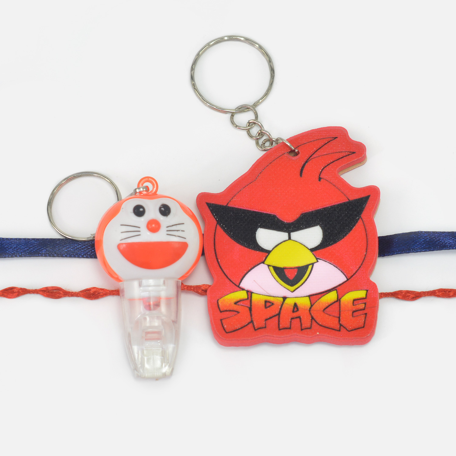 Doremon Face Whistle Toy and Angry Bird Space Game 2 Kids Rakhi