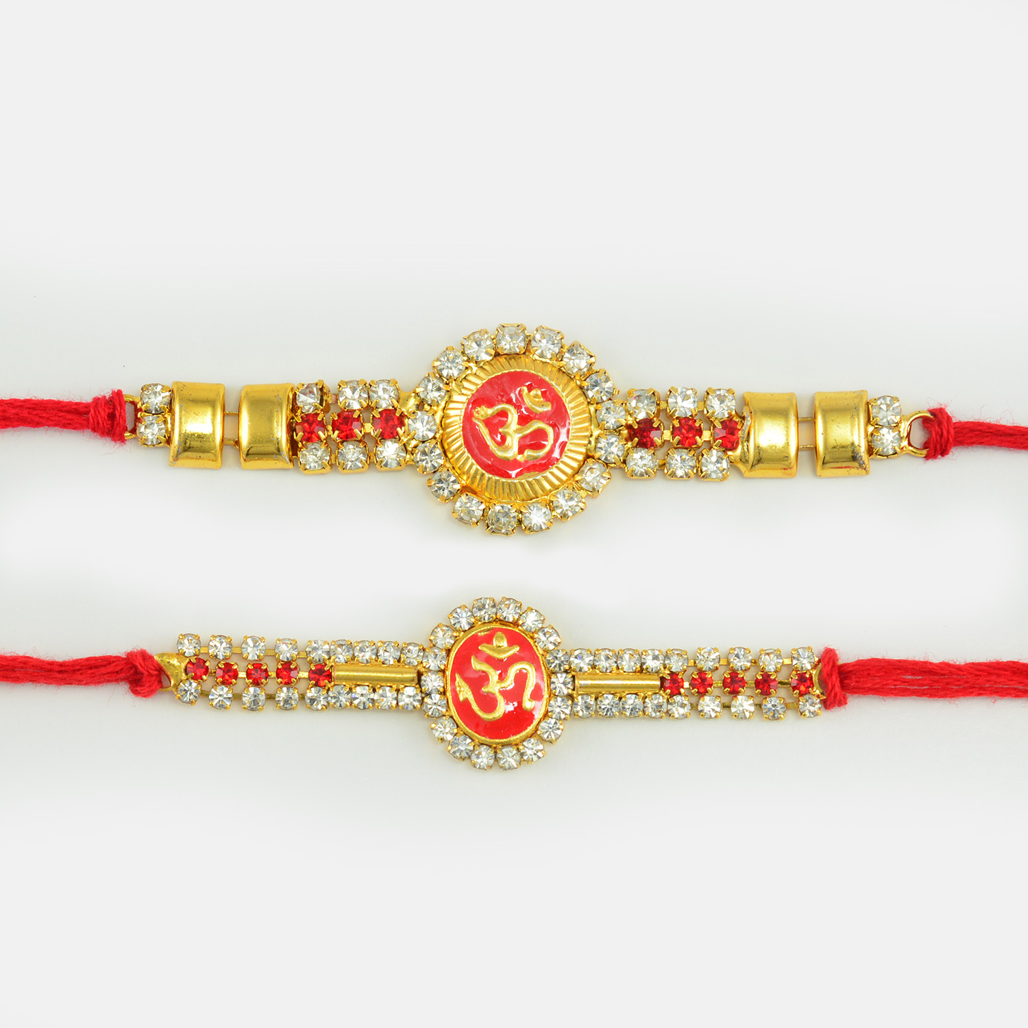 Golden Color Studded Diamond Rakhi set of 2