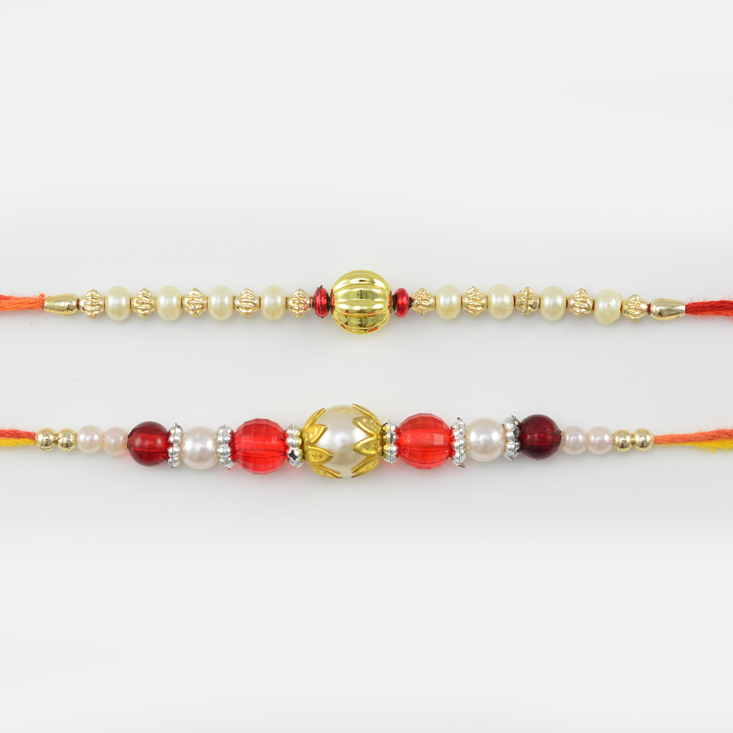 Multicolor Pearls Thread Rakhi Set of 2