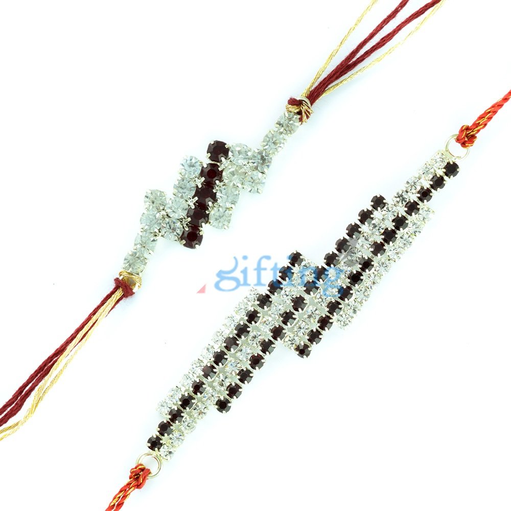 Pleasant Traditional Bi-Color Diamond Rakhi Set