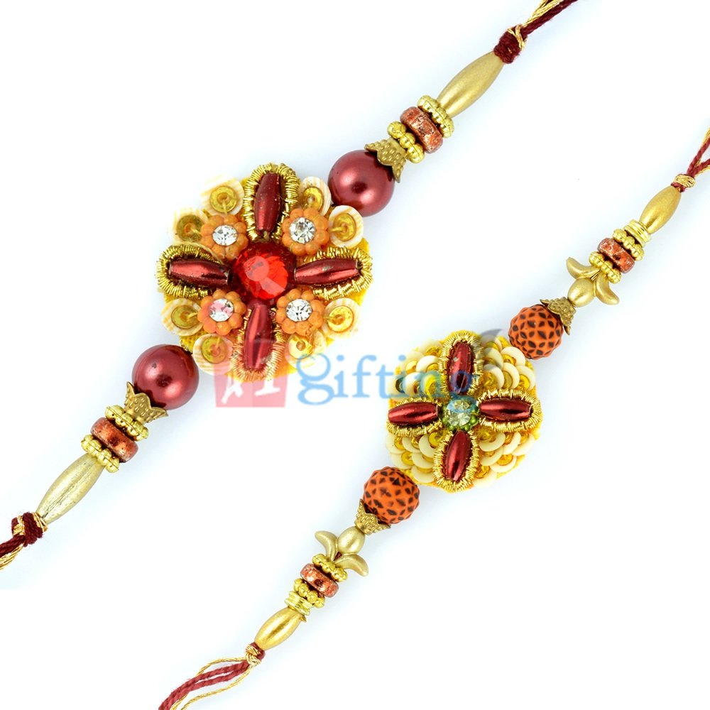 Excellent Four Marquise Pipe Beads Rakhi gift Set