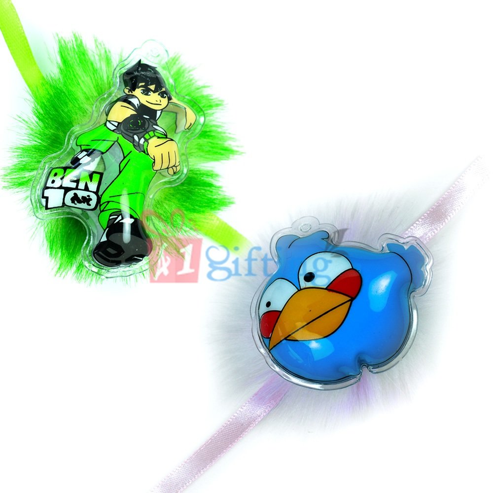 Ben 10 Special Angry Birds Blue Cartoon Rakhi Gift Set