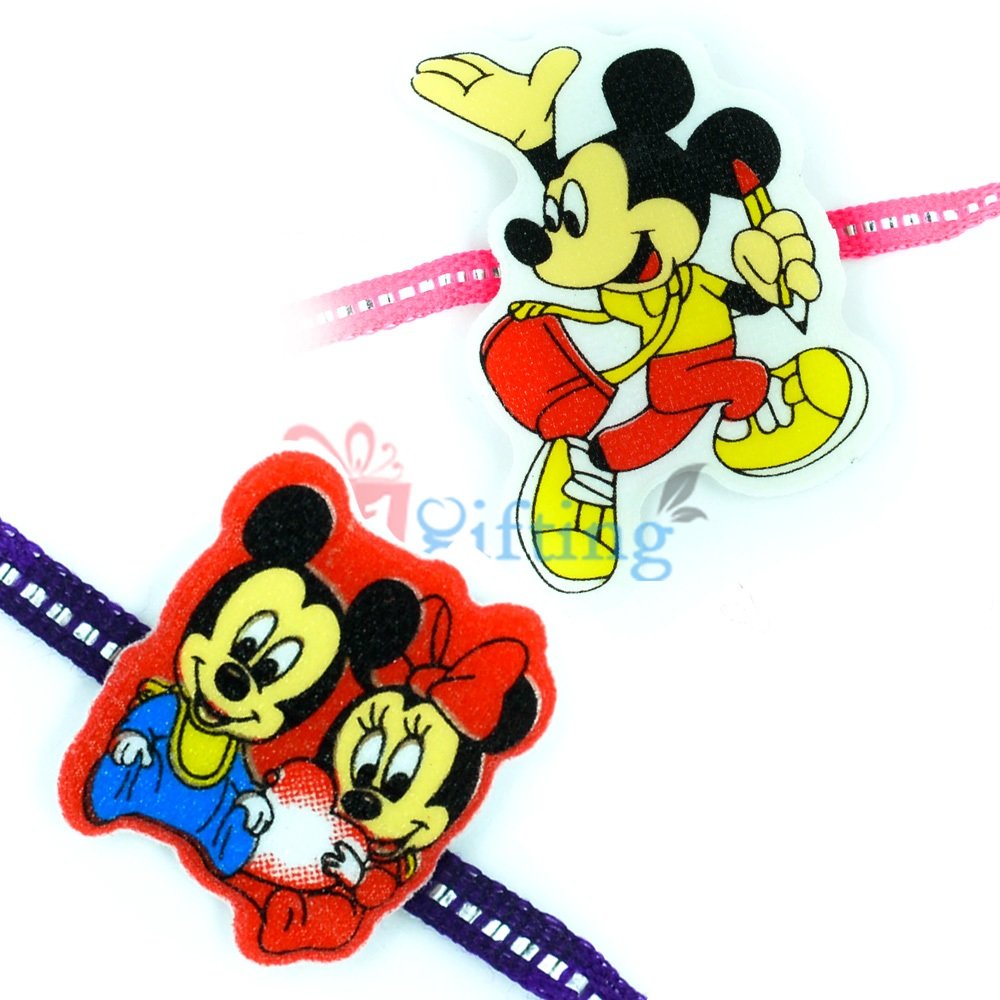 Famous Mickey and Minnie Mouse Kids Rakhi Gift Set for Kids
