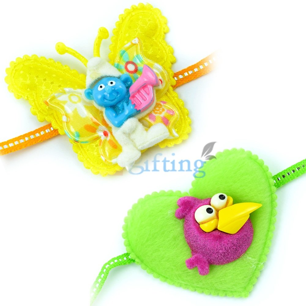 Angry Birds and The Smurfs Movie Character with Butterfly Rakhi Gift Set