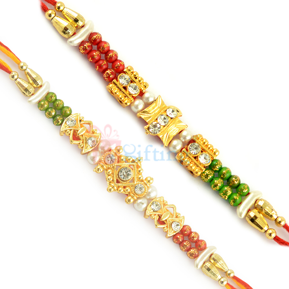 Rich Combo of Golden and Designer Beads with Jewels