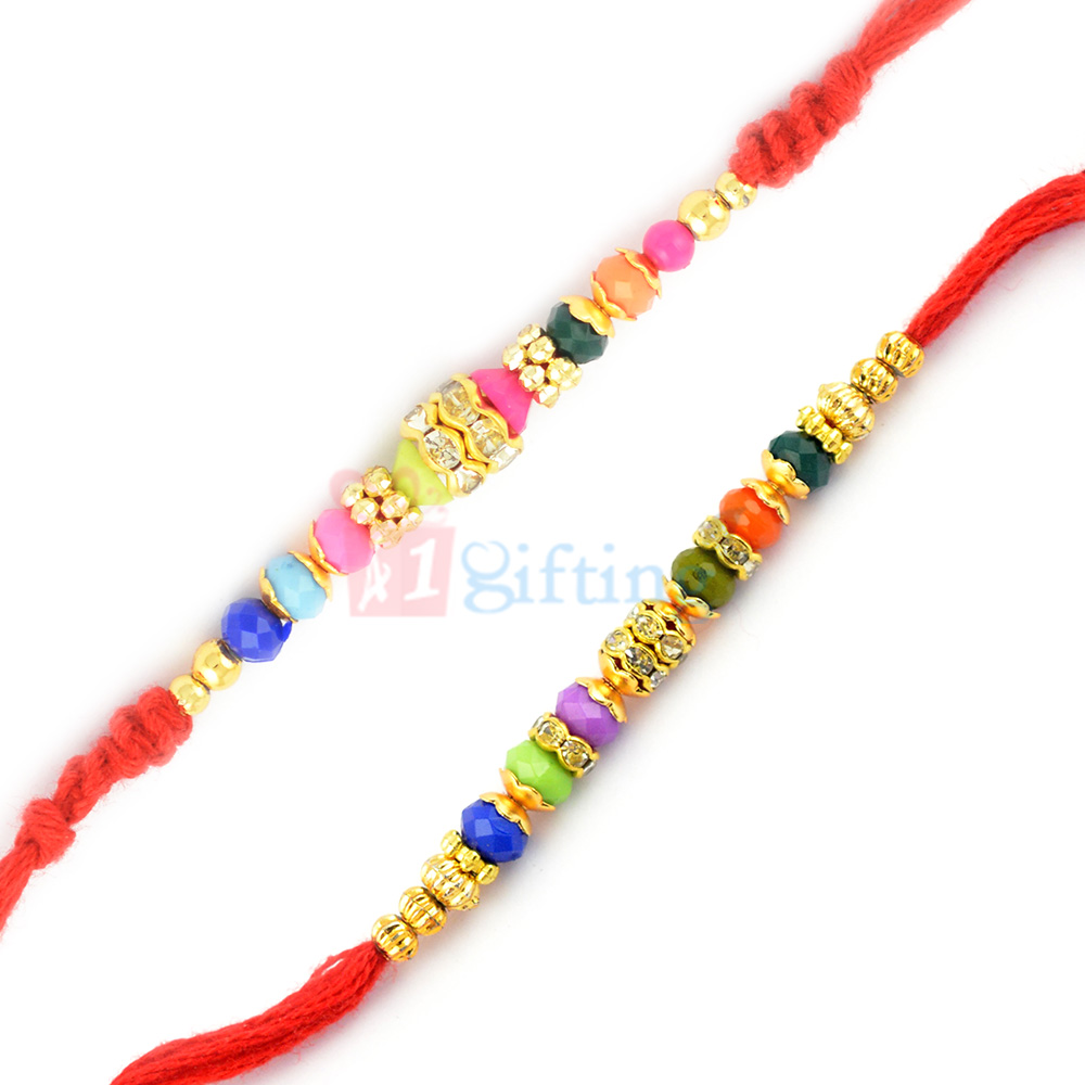Maha Bachat Combo of Colorful 2 Beads Rakhis
