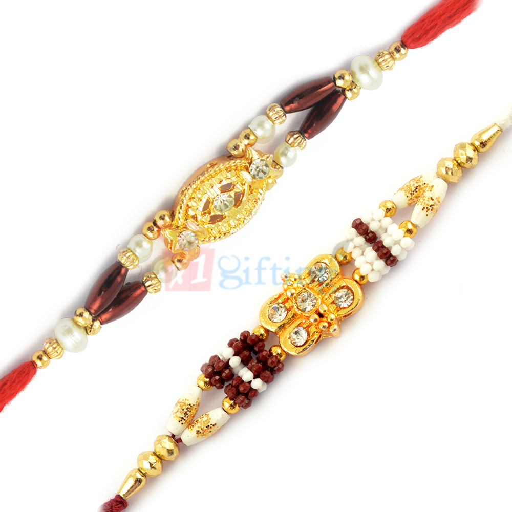 Golden Diamond Dhamaal Combo of 2 Beads Rakhis