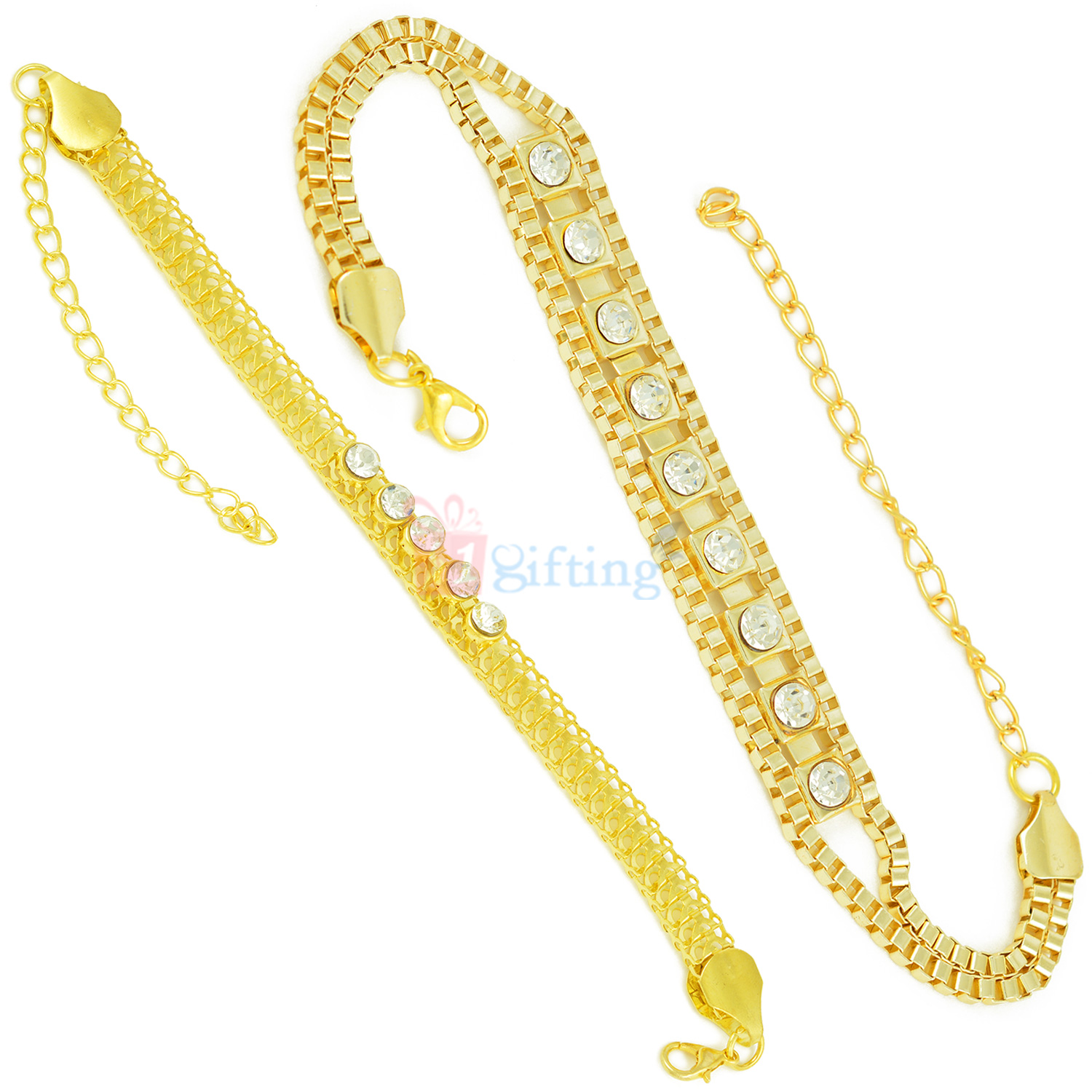 Gracefully Designed Special Golden Designer Set of 2 Rakhi Bracelets