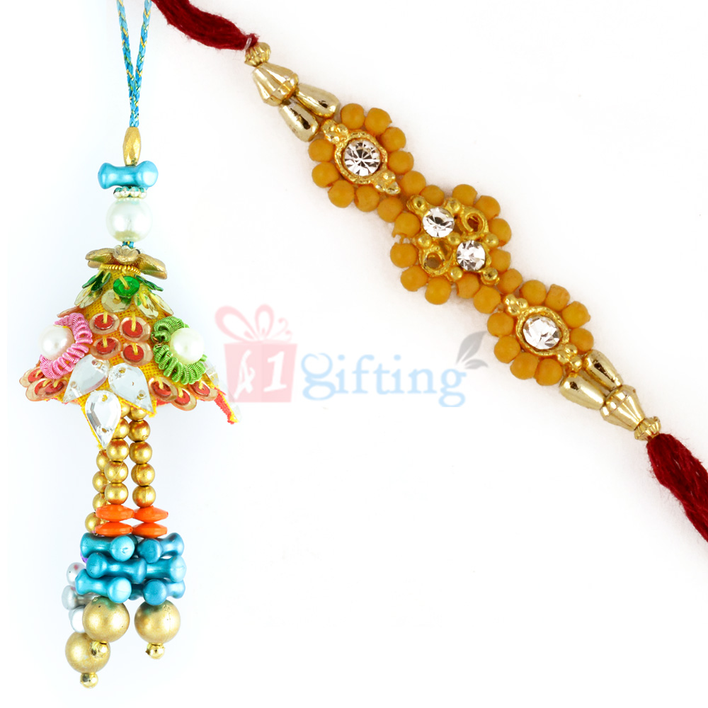 Beautiful Beads and Jewel Pair Rakhi Set