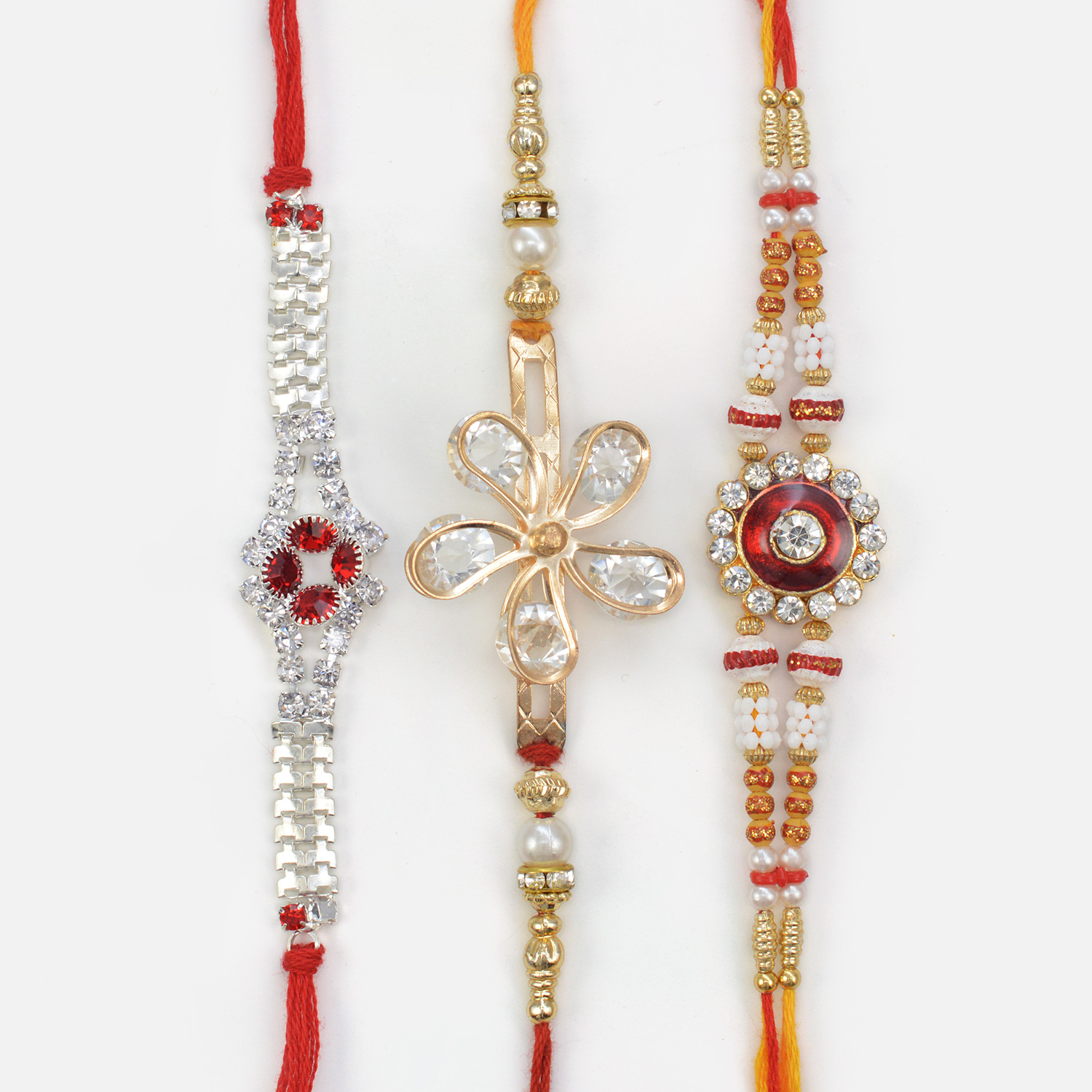 Flower and Round Shape Designed Unique Amazing Rakhis Collection for 3 Brother