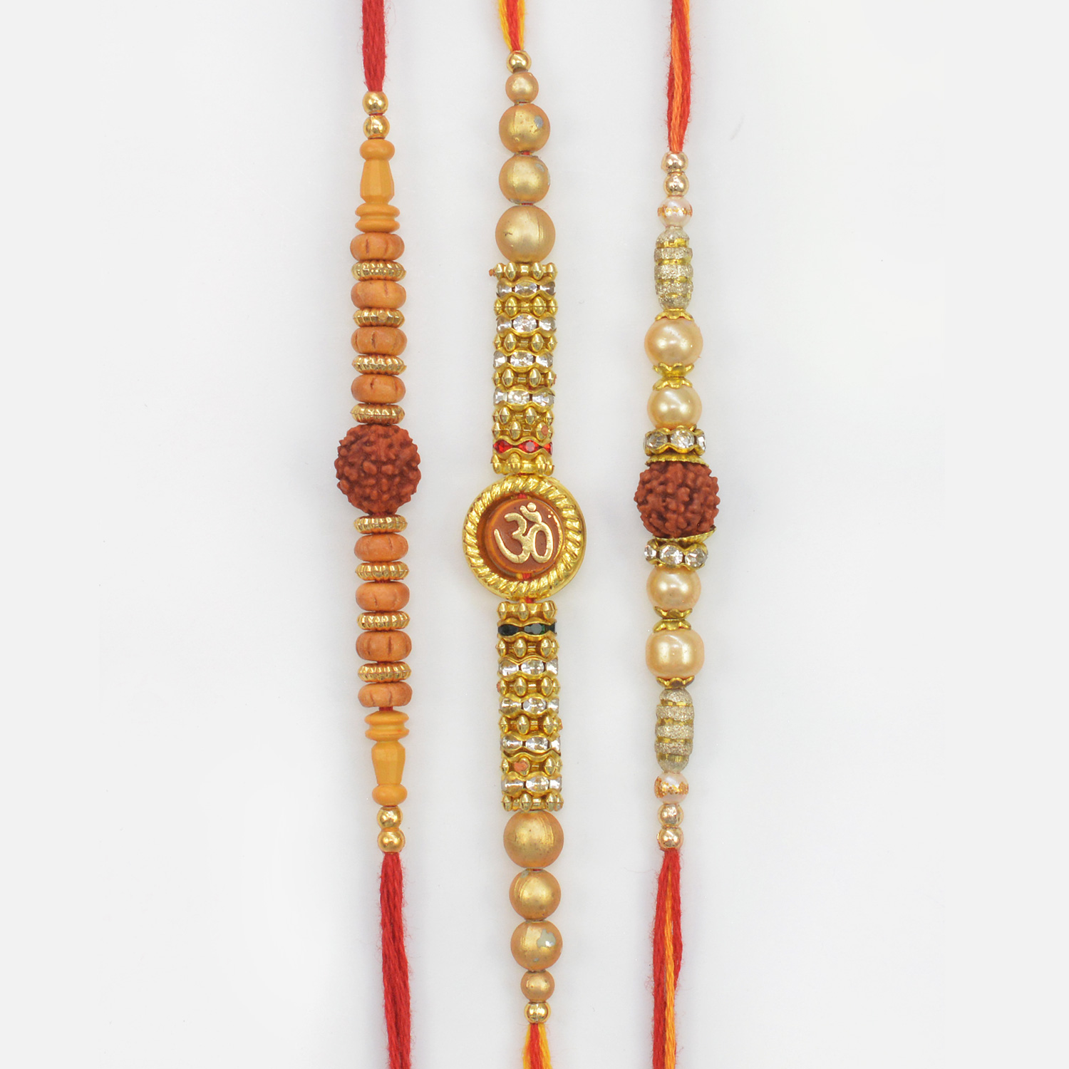 Rudraksha and Om Special Divine Thread Amazing Rakhis for 3 Brothers