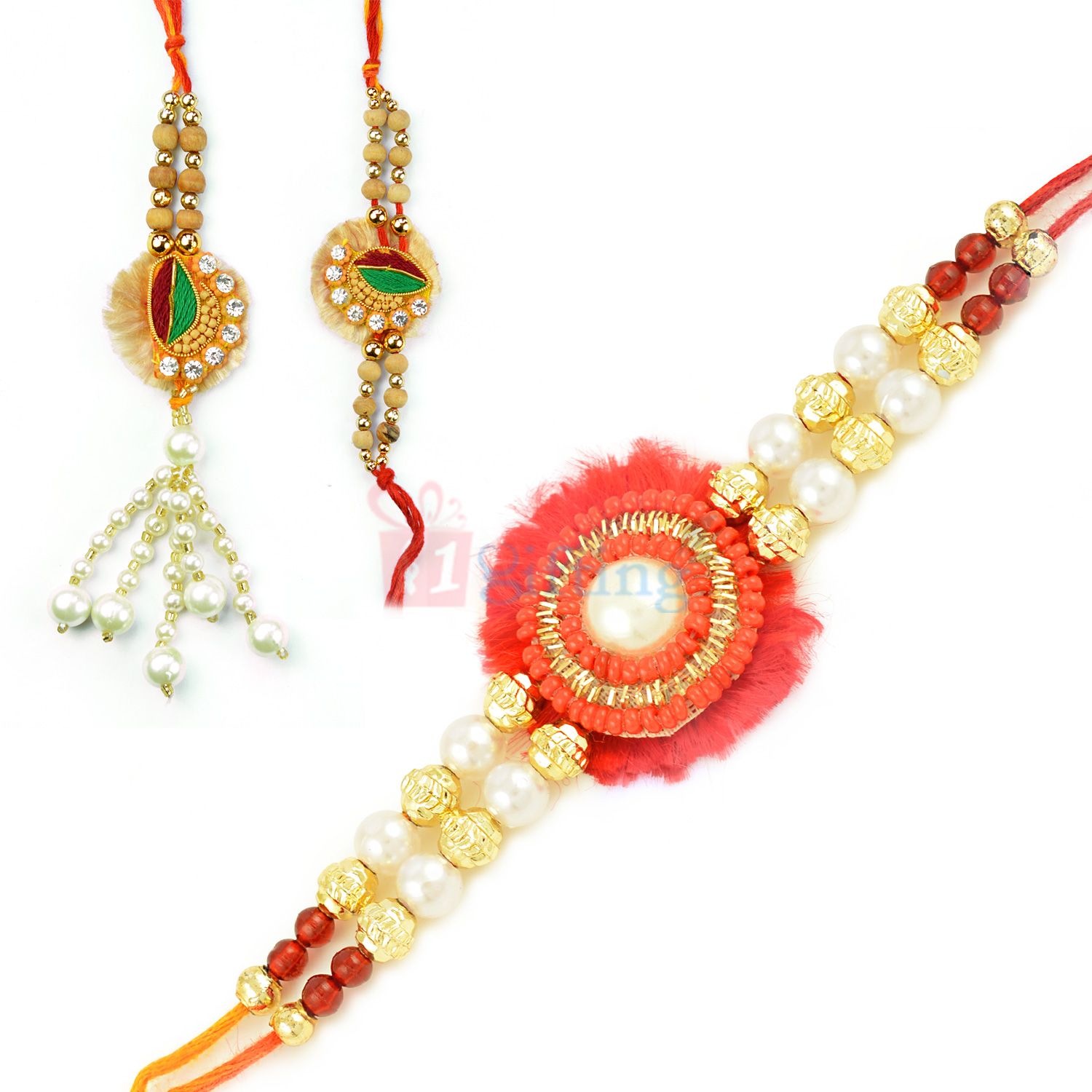 Stunning Sequin work of Colorful Beads and Zardosi Rakhi Set