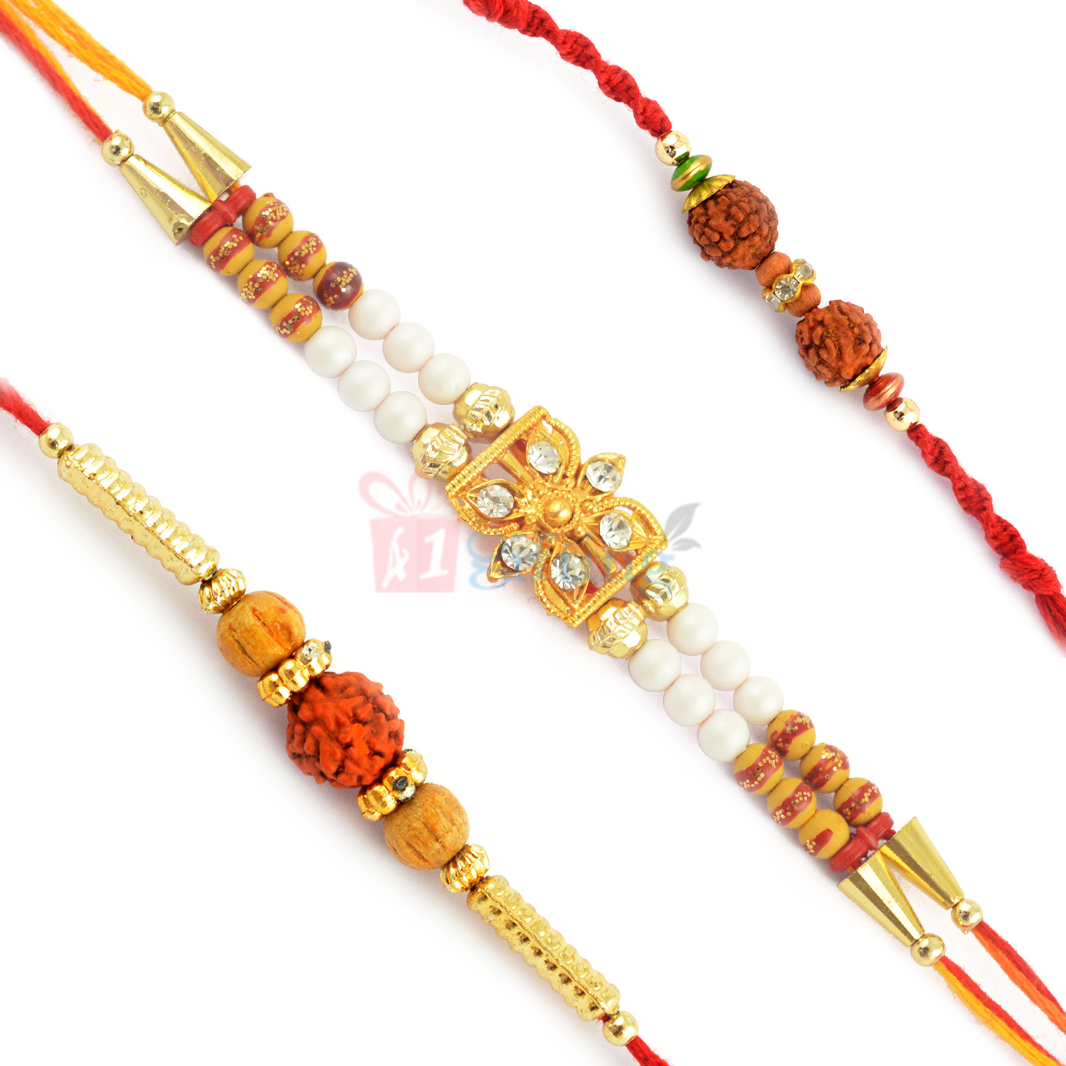 Elegant and Holy Combo of Rudraksh and Beads Rakhi