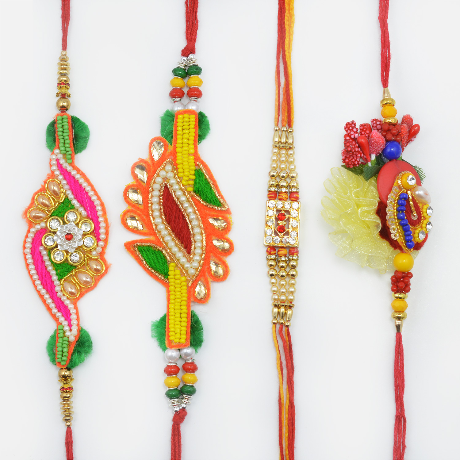 Amazing Colourfull Zardosi Rakhi Set of 4